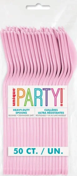 Lovely Pink Premium Plastic Spoons | 50ct