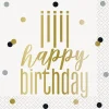 Metallic Happy Birthday Beverage Napkins | 16ct