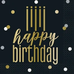 Metallic Happy Birthday Lunch Napkins | 16ct