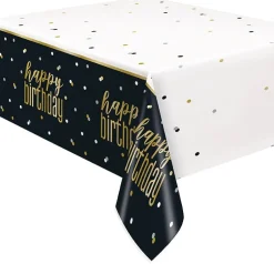 Metallic Happy Birthday Plastic Tablecover | 1ct