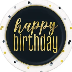 Metallic Happy Birthday Plate 9in | 8ct