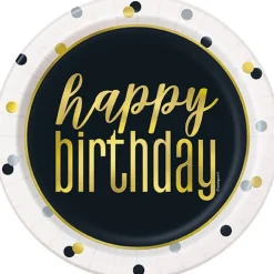 Metallic Happy Birthday Plate 7in | 8ct