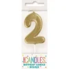 Mini Gold Number 2 Candle | 1ct