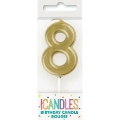 Mini Gold Number 8 Candle | 1ct