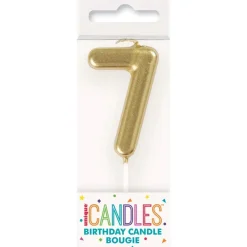 Mini Gold Number 7 Candle | 1ct