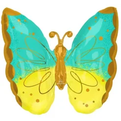 Mint and Yellow Butterfly Supershape Balloon 25in | 1 ct