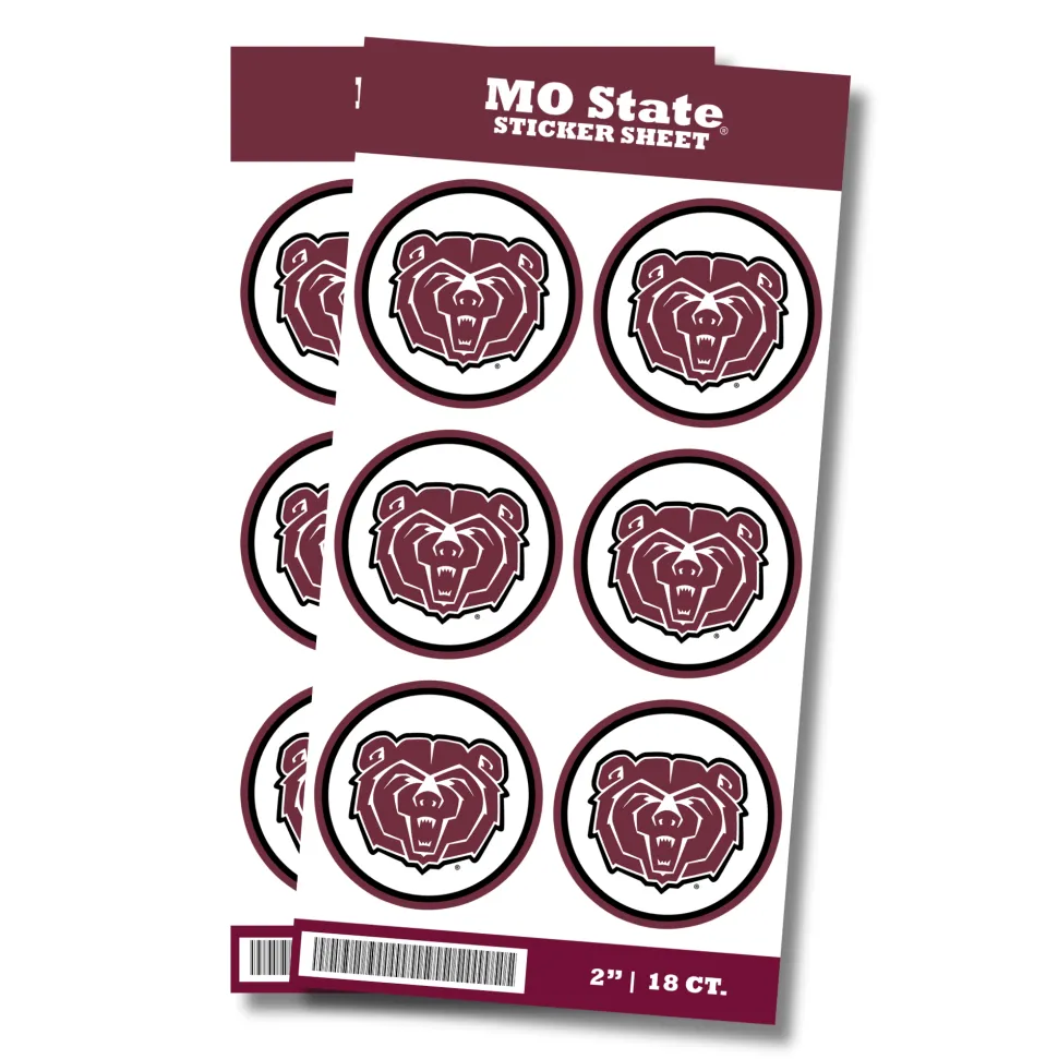 Missouri State Mascot Head Stickers 2" | 24ct