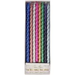 Multi Metallic Twisted Candles | 16ct