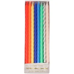Multi Neon Twisted Candles | 16ct