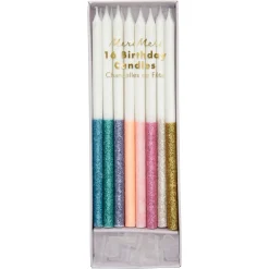 Multicolor Dipped Glitter Candles | 16ct