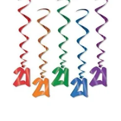 21 Multi-Color Hanging Whirl Decorations | 5 ct