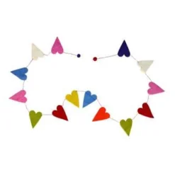 Multicolor Hearts Pompom Felt Garland 6ft | 1ct