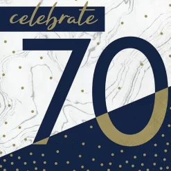 Navy & Gold Milestone Celebrate 70 Lunch Napkins | 16ct
