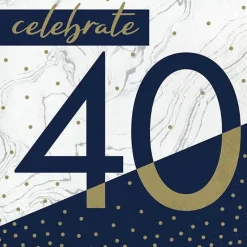 Navy & Gold Milestone Celebrate 40 Lunch Napkins | 16ct