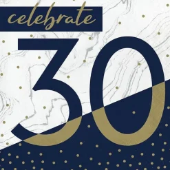Navy & Gold Milestone Celebrate 30 Lunch Napkins | 16ct