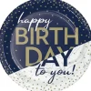 Navy & Gold Milestone Happy Birthday To You Dessert Plates 7" | 8ct
