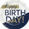 Navy & Gold Milestone Happy Birthday To You Lunch Plates 9" | 8ct