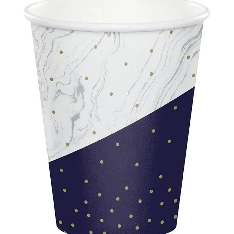 Navy & Gold Milestone Happy Birthday To You Paper Cups 9oz | 8ct