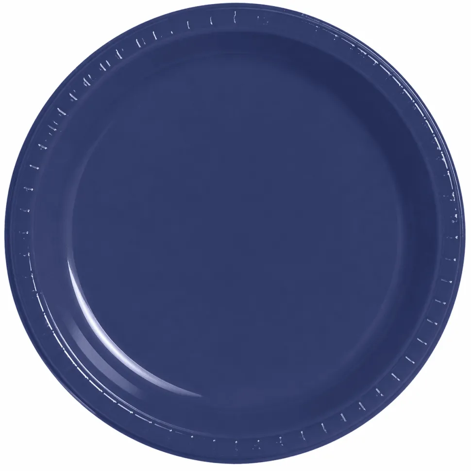 Navy Plastic Plates 7" | 20ct