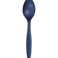 Navy Plastic Spoons | 24ct