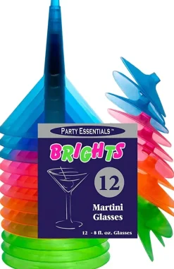 Neon Plastic Martini Glasses 8oz. | 12ct