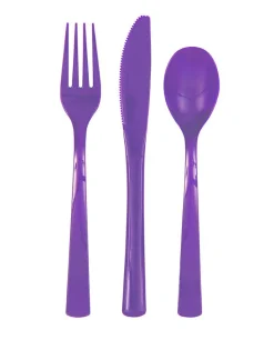Neon Purple Assorted Cutlery | 18ct
