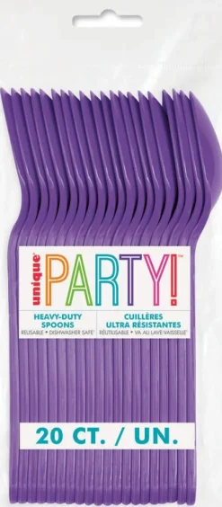 Neon Purple Premium Plastic Spoons | 20ct