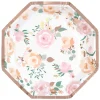 Octagon Pink Blooms Shaped Plate 8in | 8ct