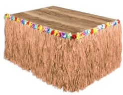 Orange Grass Table Skirt w/ Flowers | 1ct