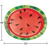 Oval Watermelon Paper Plates 12"x10" | 8ct