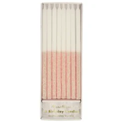 Pale Pink Glitter Dipped Candles | 16ct