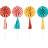 Paper Fan Cake Toppers W/ Tassel | 8ct