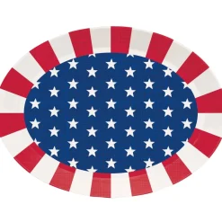 Patriotic Oval Plastic Serving Tray 10”x14” | 1ct