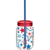 Patriotic Plastic Mason Jar with Straw | 1ct