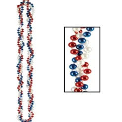 Patriotic Red, Silver, & Blue Braided Beads | 1ct