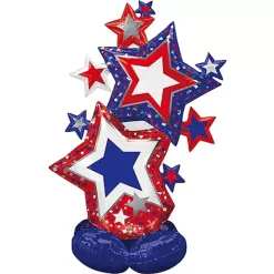 Patriotic Star Cluster Airloonz Foil Balloon Uninflated, 59" | 1 ct