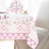 Pink Floral Elephant Plastic Tablecover | 1ct
