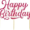 Pink Glitter Large Happy Birthday Pick Candle | 1ct