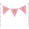 Pink One Pennant Cake Topper