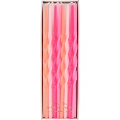 Pink Twisted Long Candles | 16ct