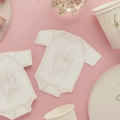 Pink Baby Girl Onesie Shaped Luncheon Napkins | 16ct