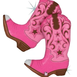 Pink Dancing Boots Supershape Mylar 36" | 1ct