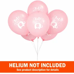Pink Floral Elephant Latex Balloon 12in | 8ct