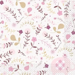 Pink Floral Elephant Lunch Napkins | 16ct