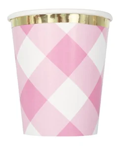 Pink Gingham Cup 9oz | 8ct