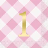Pink Gingham Lunch Napkins | 16ct