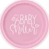 Pink Hearts Baby Round Plate 7in | 8ct