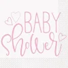Pink Hearts Baby Shower Lunch Napkins | 16ct