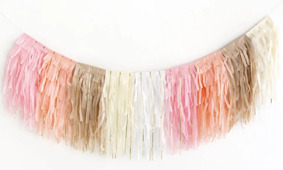 Pink Marble Layered Tissue Fringe Garland | 1ct