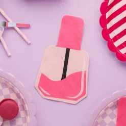 Pink Nail Polish Shaped Paper Napkins | 16ct